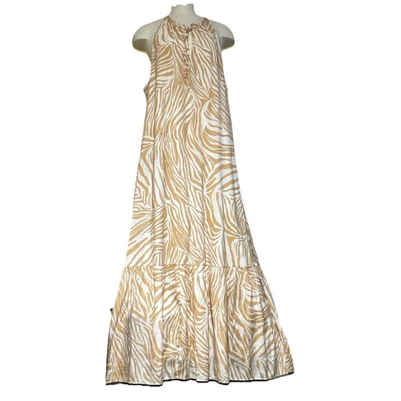 Nine West Dresses & Skirts - Animal Print Boho Tribal XXL Maxi Dress Flowy Beach Cruise Vacation Tan 9 West